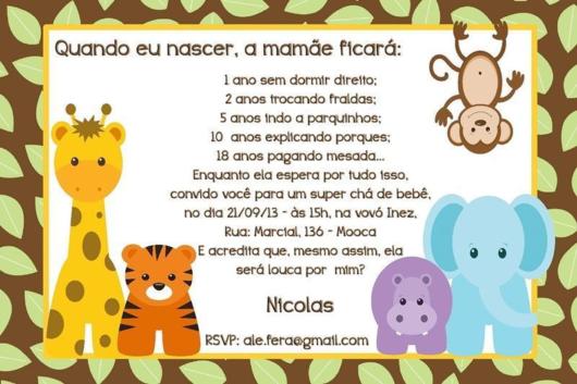 convite chá de bebê safari