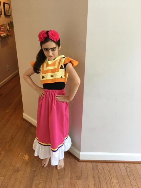 Fantasia frida kahlo: infantil com saia rosa