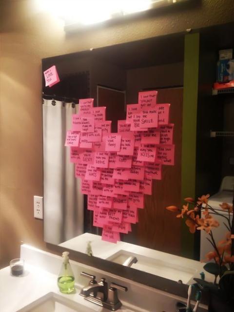 Surpresa para namorada: Frases românticas no espelho Dia dos Namorados