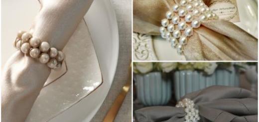 Portas-guardanapos para mesa de jantar com pérolas