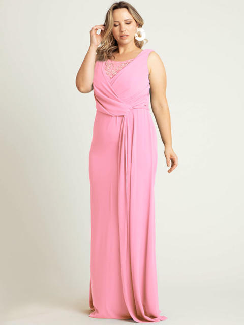 vestido plus size rosa para madrinhas