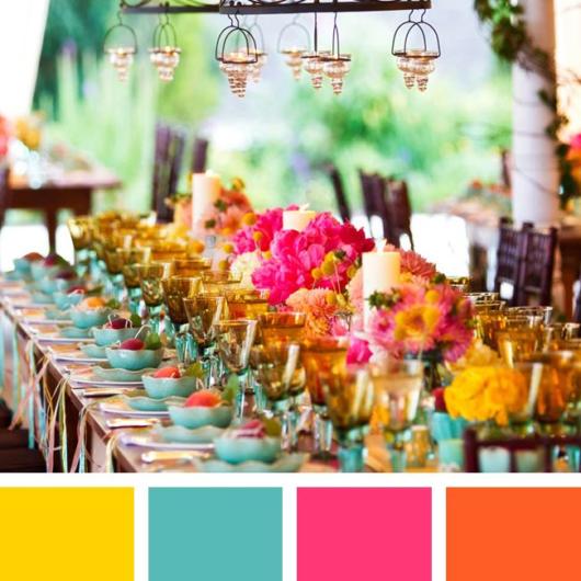 Paleta de cores para festa e cerimônia de casamento de dia