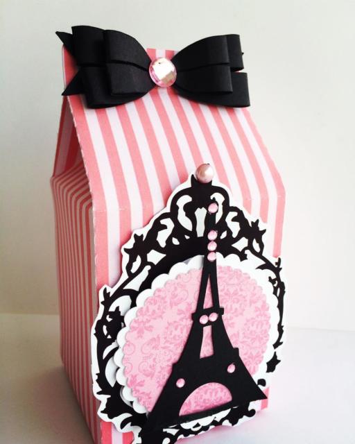 Lembrancinha rosa e preto para festa Paris