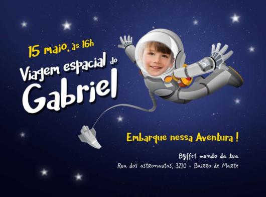Convite astronauta para aniversário infantil