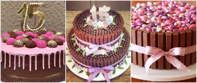 bolos de chocolate para festa de 15 anos simples