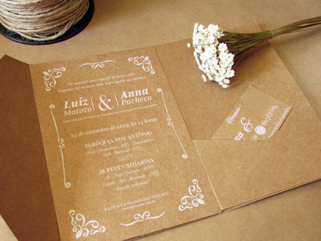 Convite para casamento rústico