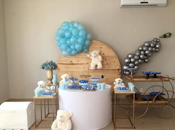 decoração chá de bebê azul com ursos