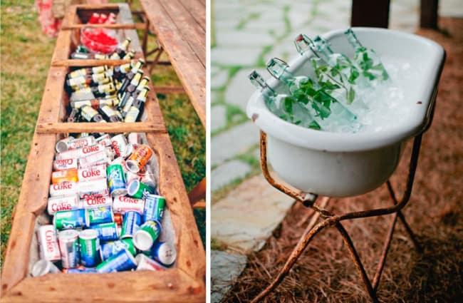 Cervejas e refrigerantes em casamento campestre