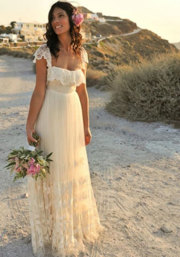 Vestido rústico para casar na praia