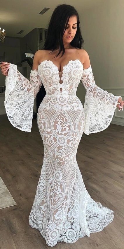 vestido de noiva com alça caida