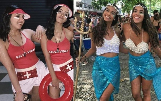Amigas com fantasias de Carnaval femininas