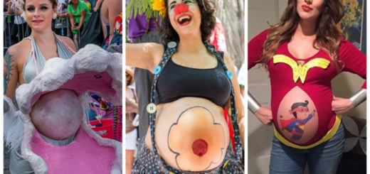 Montagem de fantasia de carnaval para grávidas