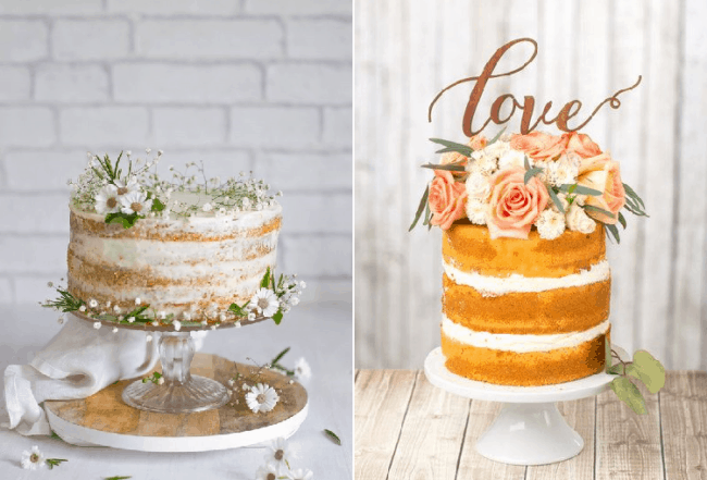 Dois bolos com estilo rústico para noivado
