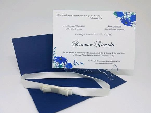 Convite de casamento azul
