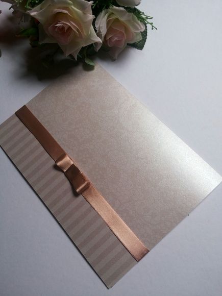 Convite de casamento em papel Aspen Linear com laço13