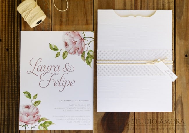 Convite de casamento em papel Evenglow Linear9