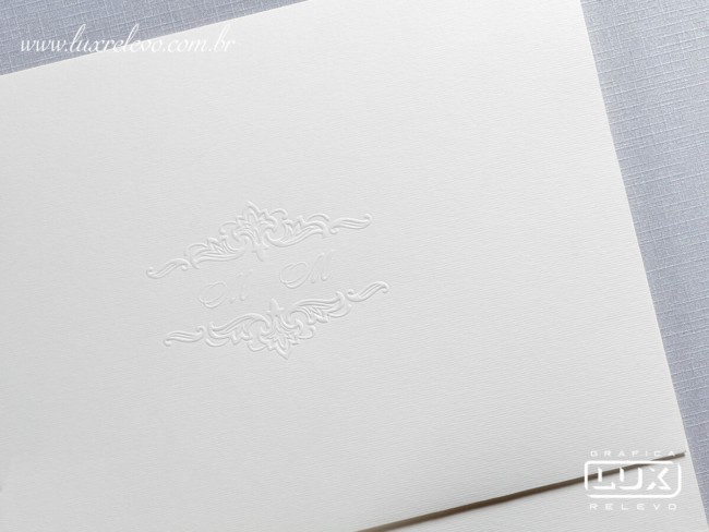 Convite de casamento em papel Rives Linear branco7