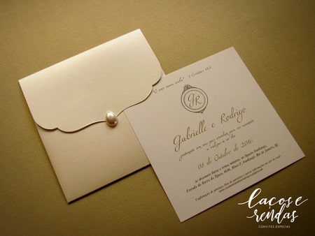 Convite de casamento em papel liso branco19