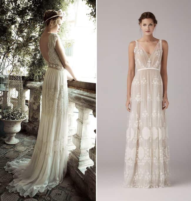 Duas opções de vestidos de noiva off white Boho