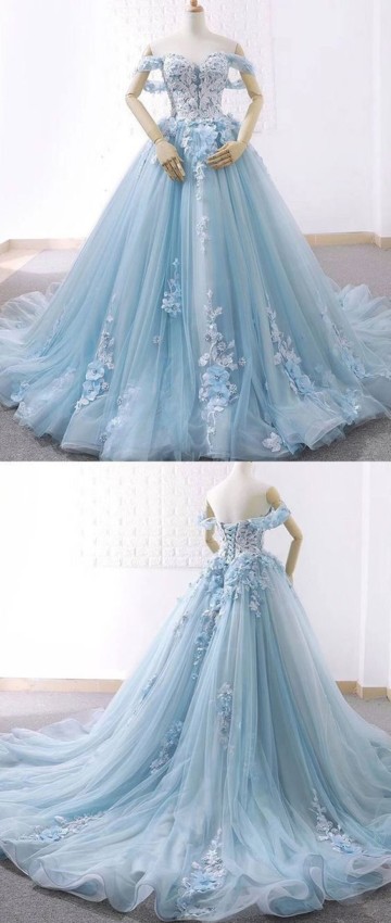 Vestido de noiva azul bebê estilo princesa4