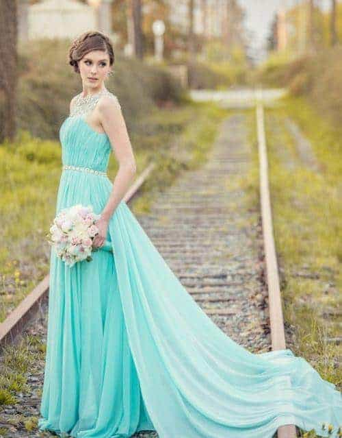 Vestido de noiva azul tiffany com calda15