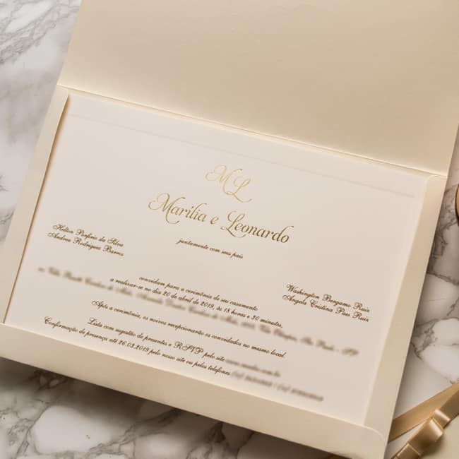 como fazer Convite de casamento dourado