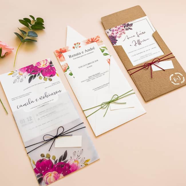 como fazer Convite de casamento floral