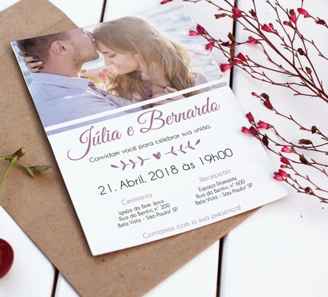 ideia de Convite de casamento com foto