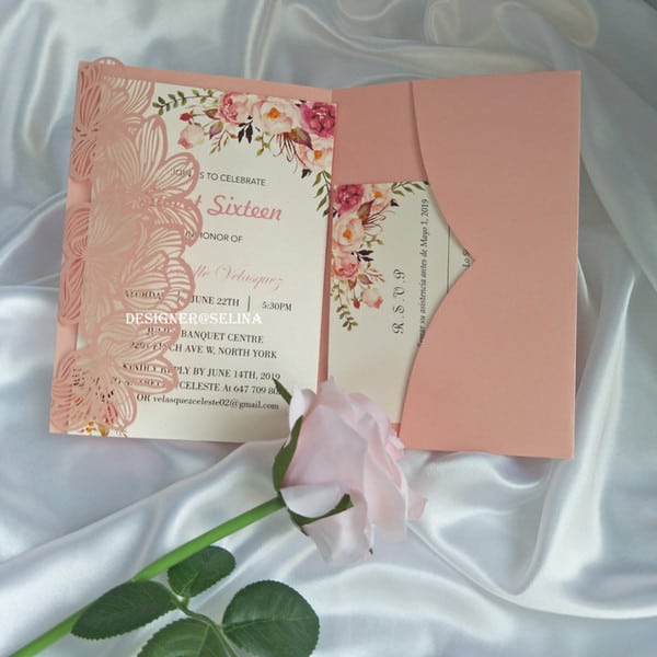 ideia de Convite de casamento rose