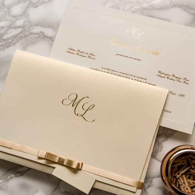 ideias de Convite de casamento dourado