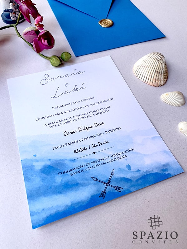 lindo Convite de casamento azul