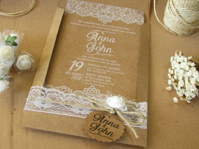 lindo Convite de casamento chique