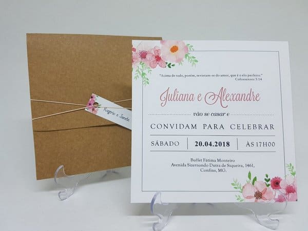 lindo Convite de casamento floral
