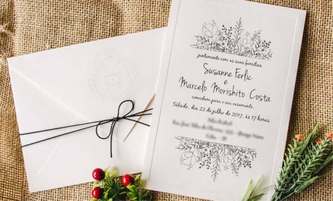 lindo Convite de casamento simples e barato