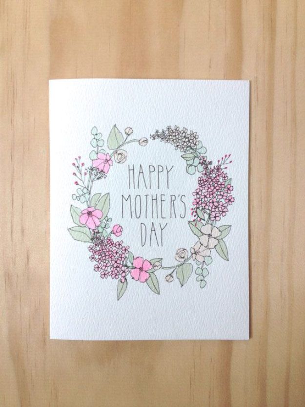 cartão desenhado para dia das mães