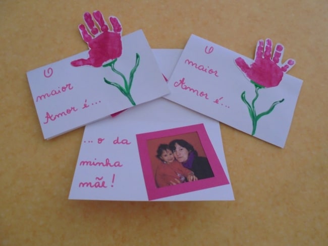 cartão infantil com foto dia das mães
