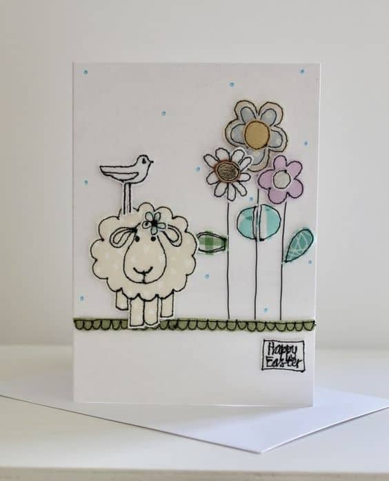 Cartão de páscoa artesanal com animais