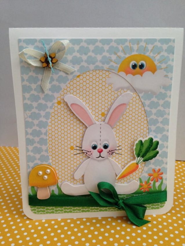 Cartão de páscoa artesanal do coelhinho com cenoura