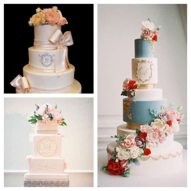 bolo de casamento com monograma