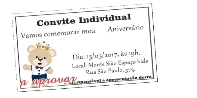 convite individual para aniversário