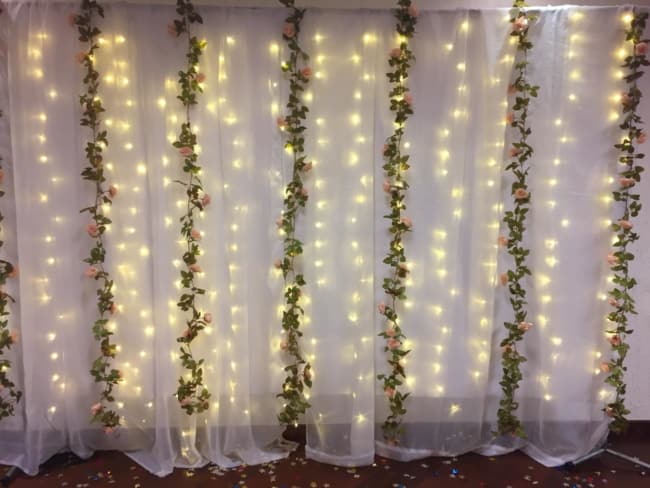 cortina de LED com flores