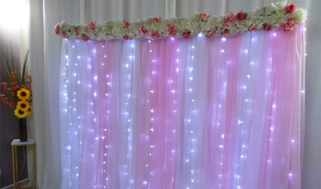 cortina de LED com tecidos