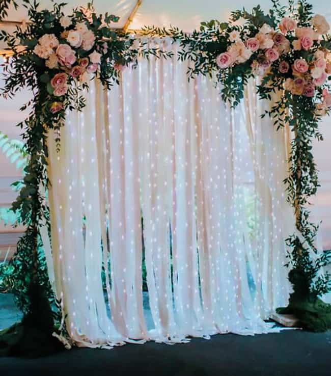 cortina de LED grande com flores
