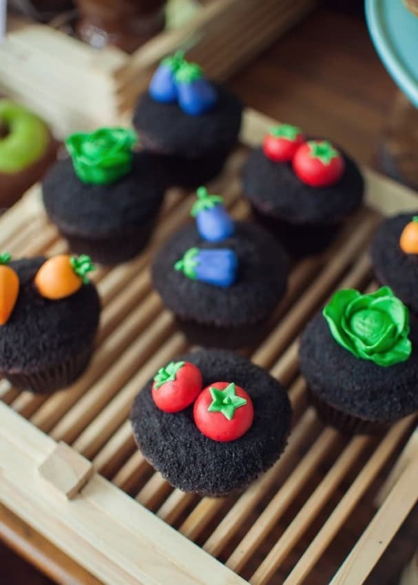 cupcakes criativos de plantação para festa fazendinha