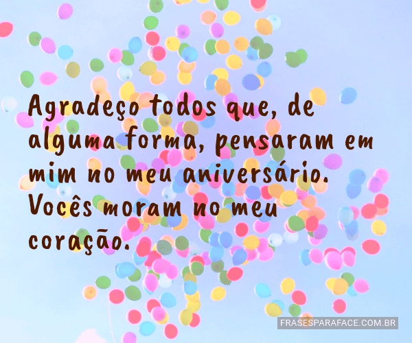 mensagens de agradecimento de aniversário para facebook ideias