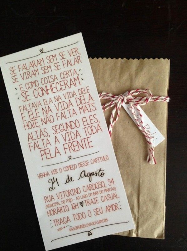 ideia de convite DIY criativo para casamento
