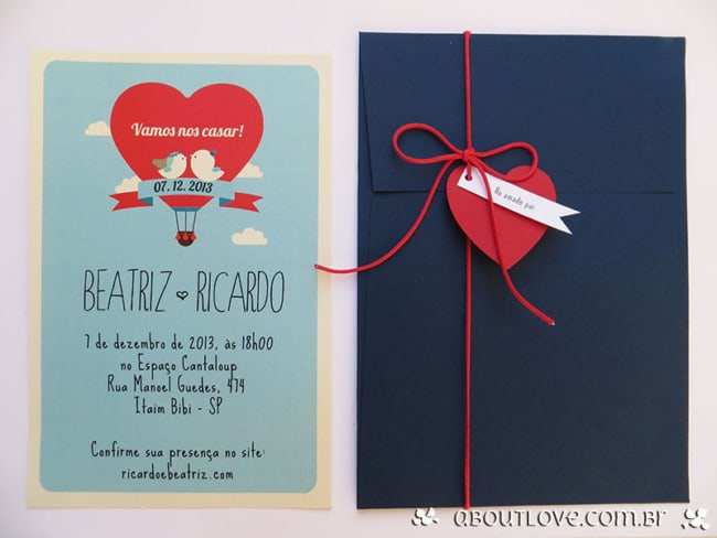 modelo de convite de casamento azul