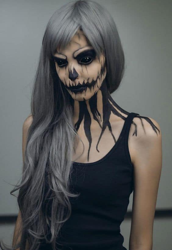 maquiagem de halloween assustadora feminina