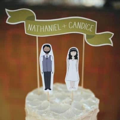 casal de noivinhos em papel para bolo
