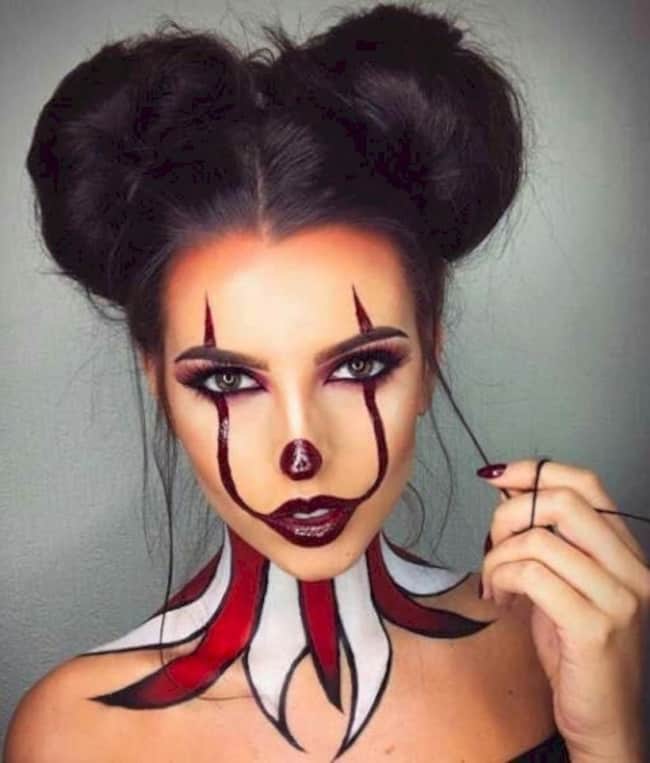 maquiagem de halloween para fantasia feminina de palhaço